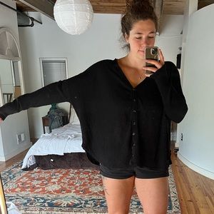 Oversized black Henley sweater